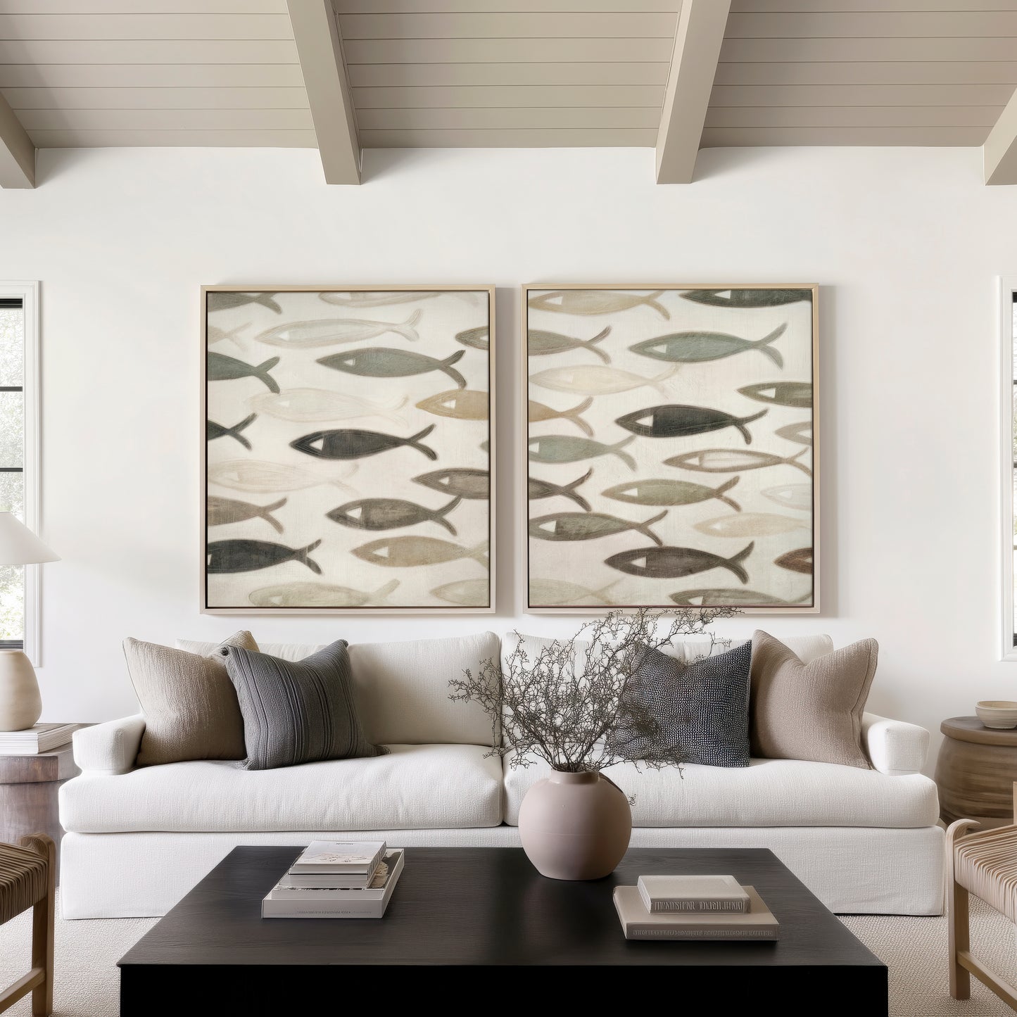 symbol of faith - christian fish ( set of two canvases)