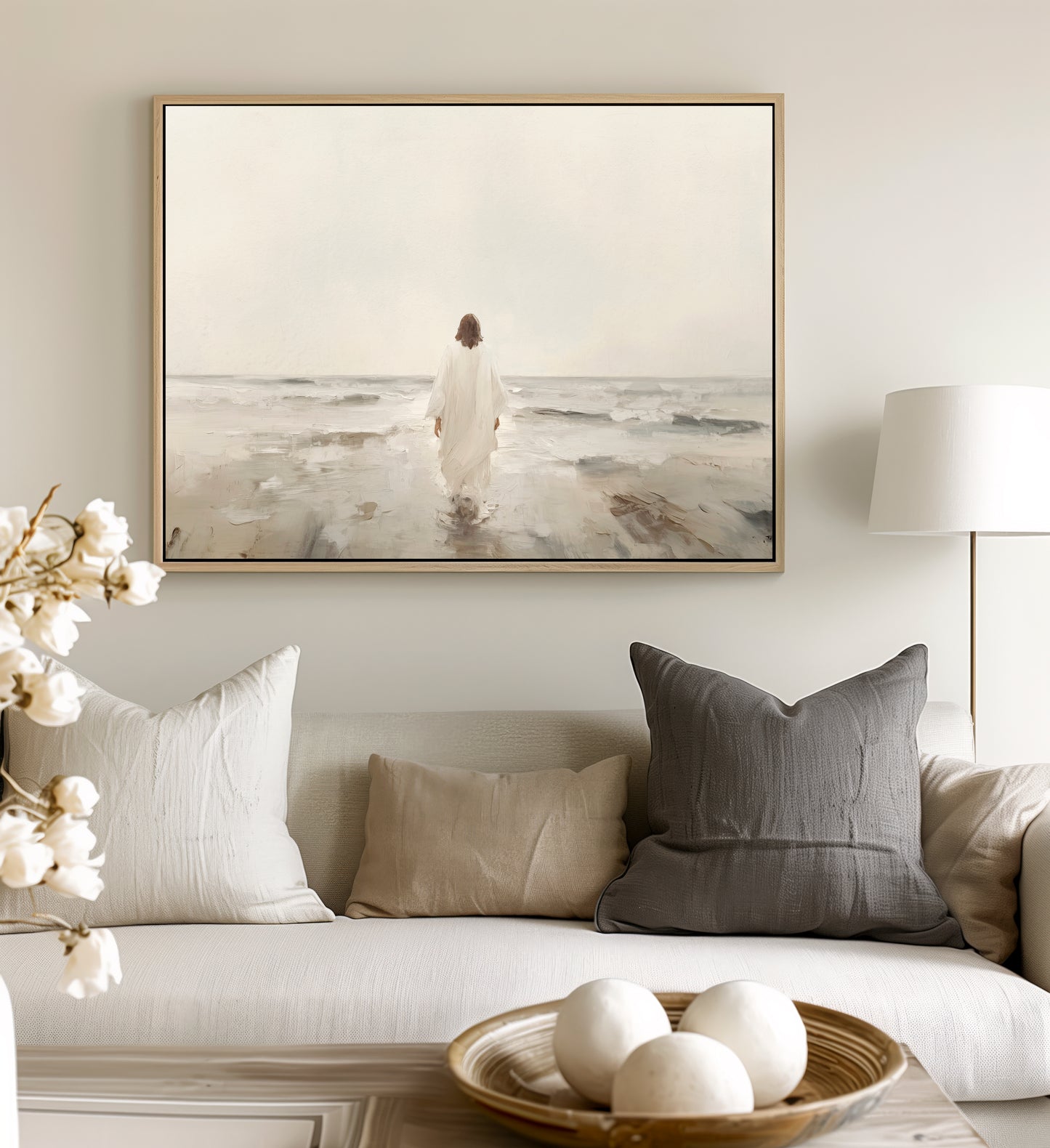 jesus walks on water - canvas