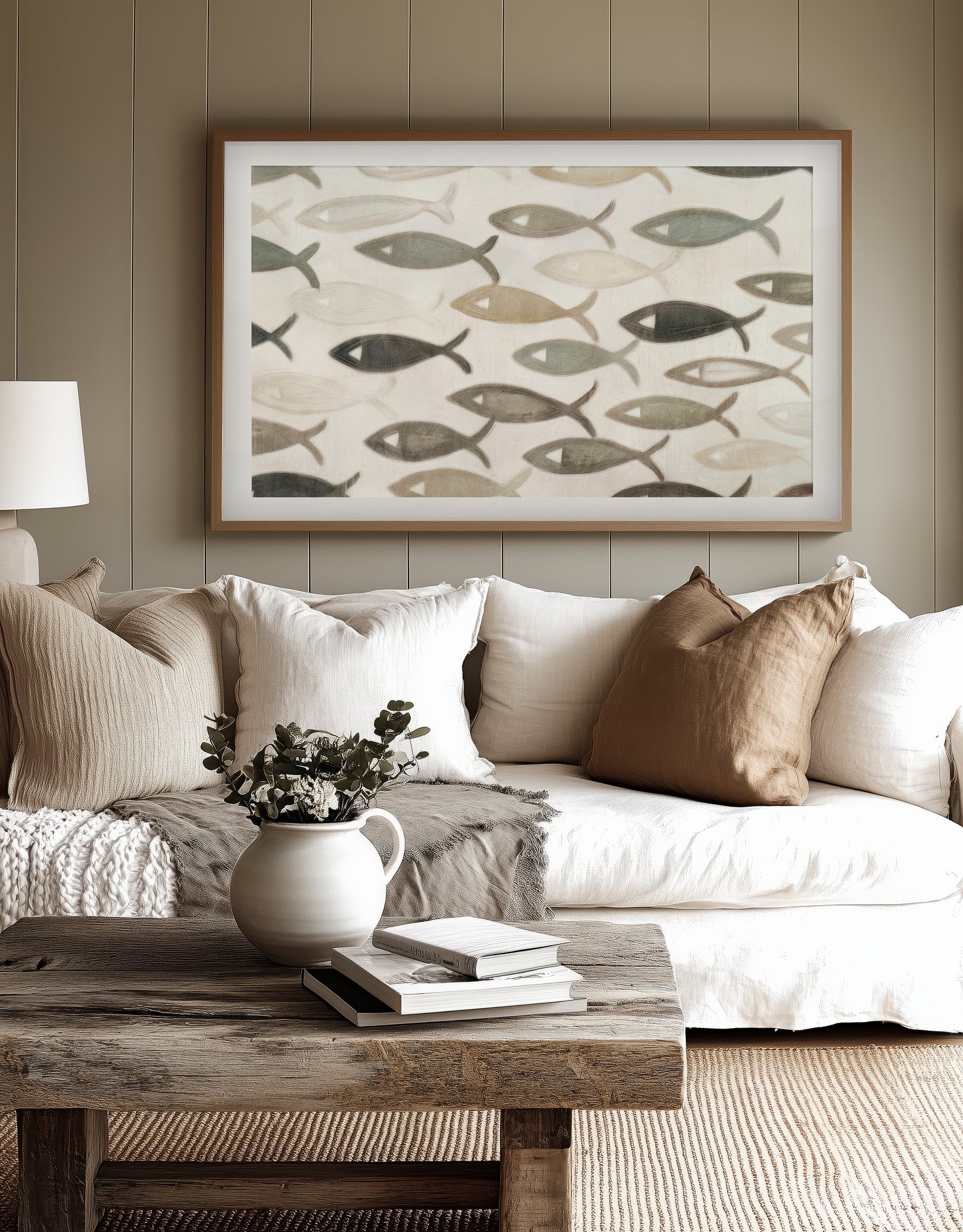 symbol of faith - christian fish, horizontal print