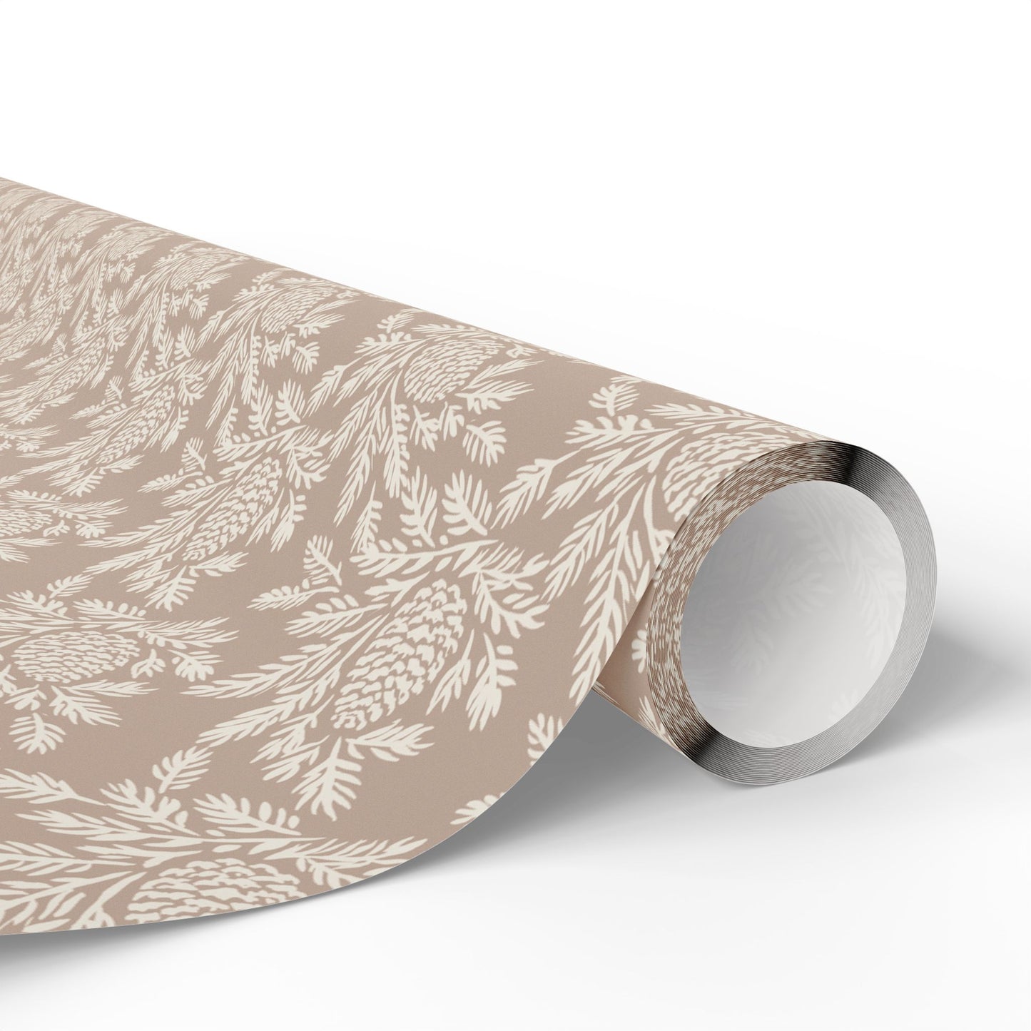copy of neutral botanical wrapping paper | roll, beige floral pinecone pattern