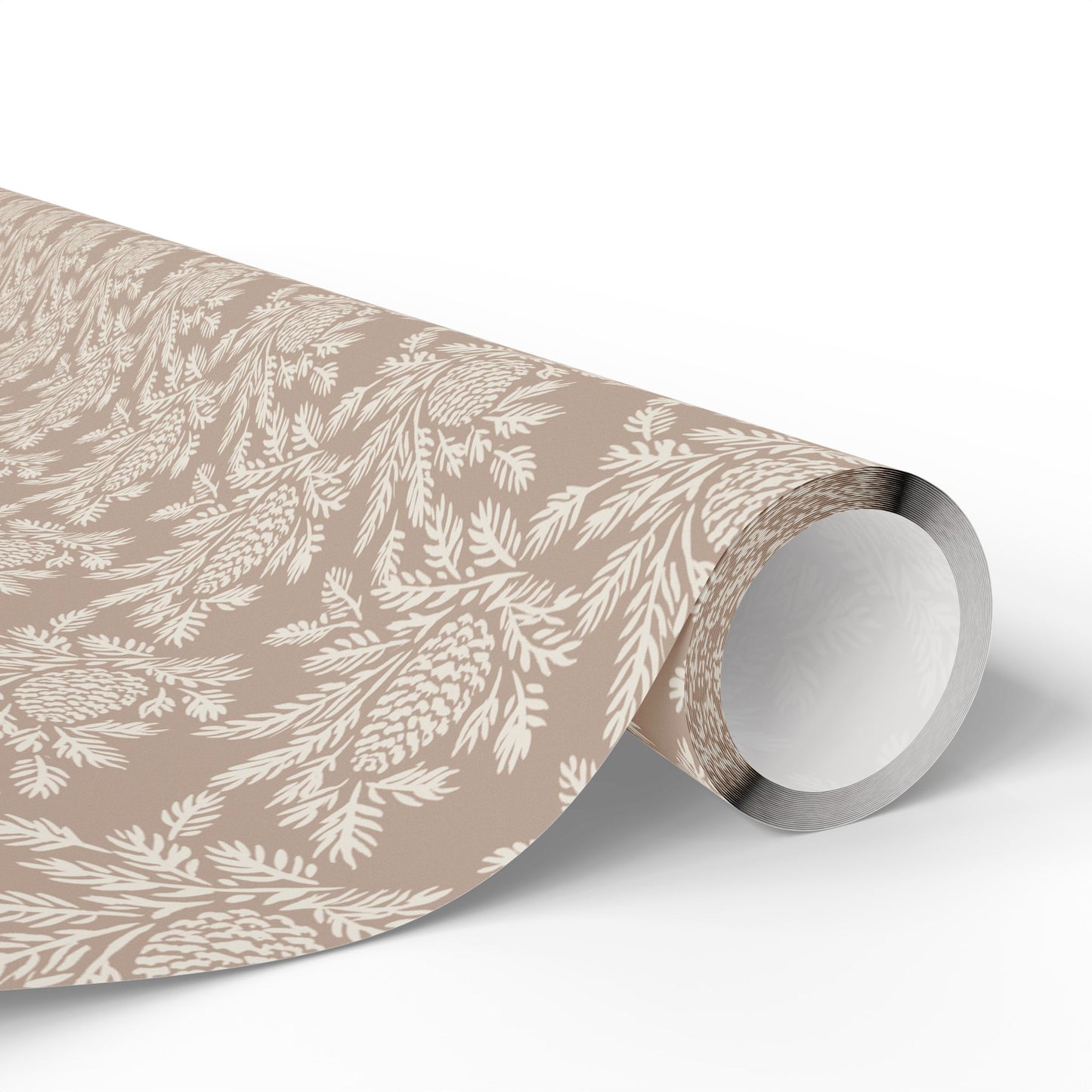 copy of neutral botanical wrapping paper | roll, beige floral pinecone pattern