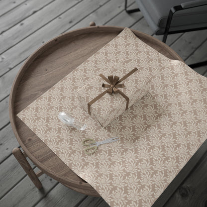 Copy of Neutral Botanical Wrapping Paper | Roll, Beige Floral Pinecone Pattern