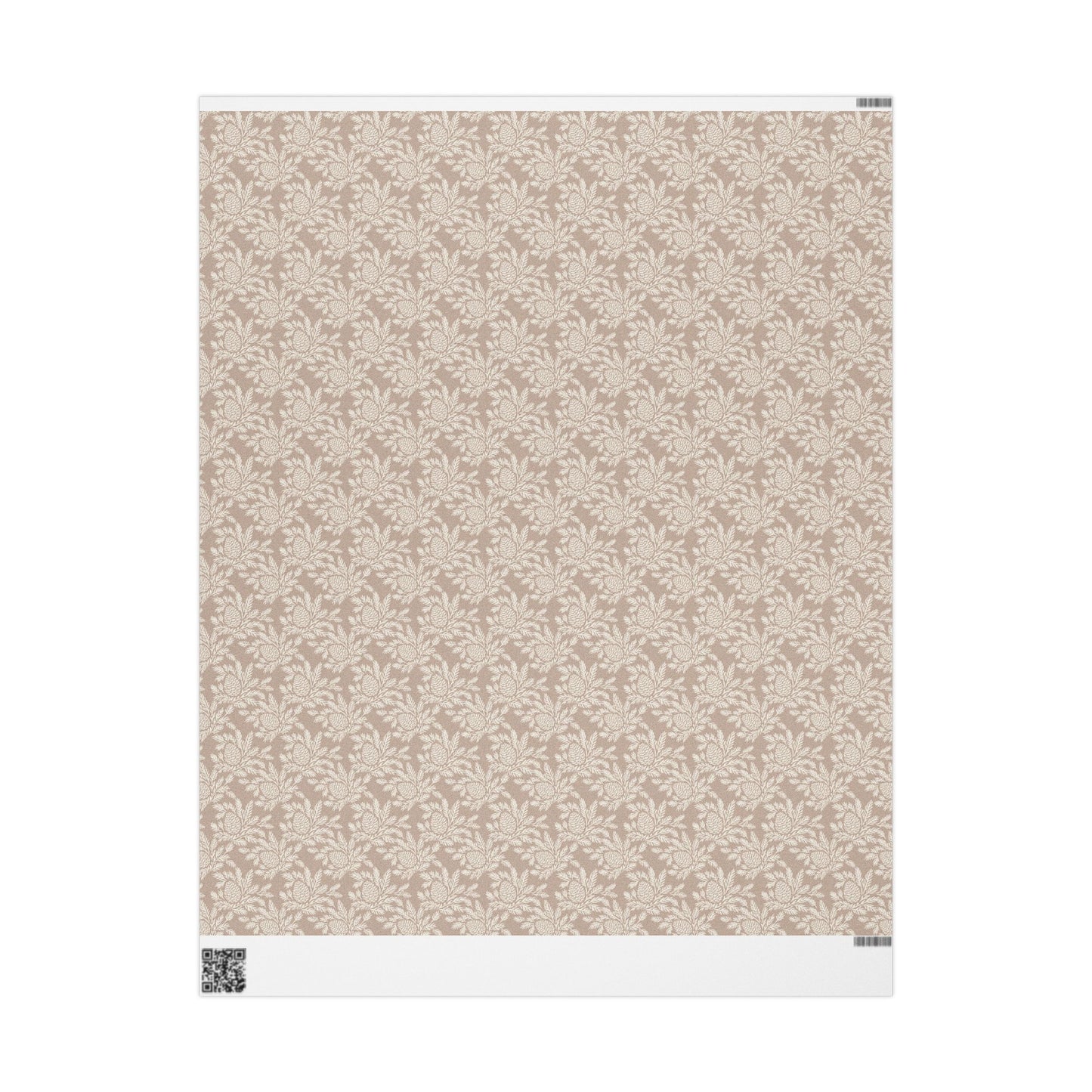 copy of neutral botanical wrapping paper | roll, beige floral pinecone pattern