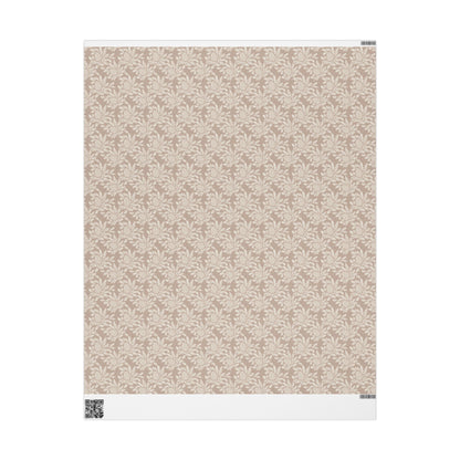 Copy of Neutral Botanical Wrapping Paper | Roll, Beige Floral Pinecone Pattern