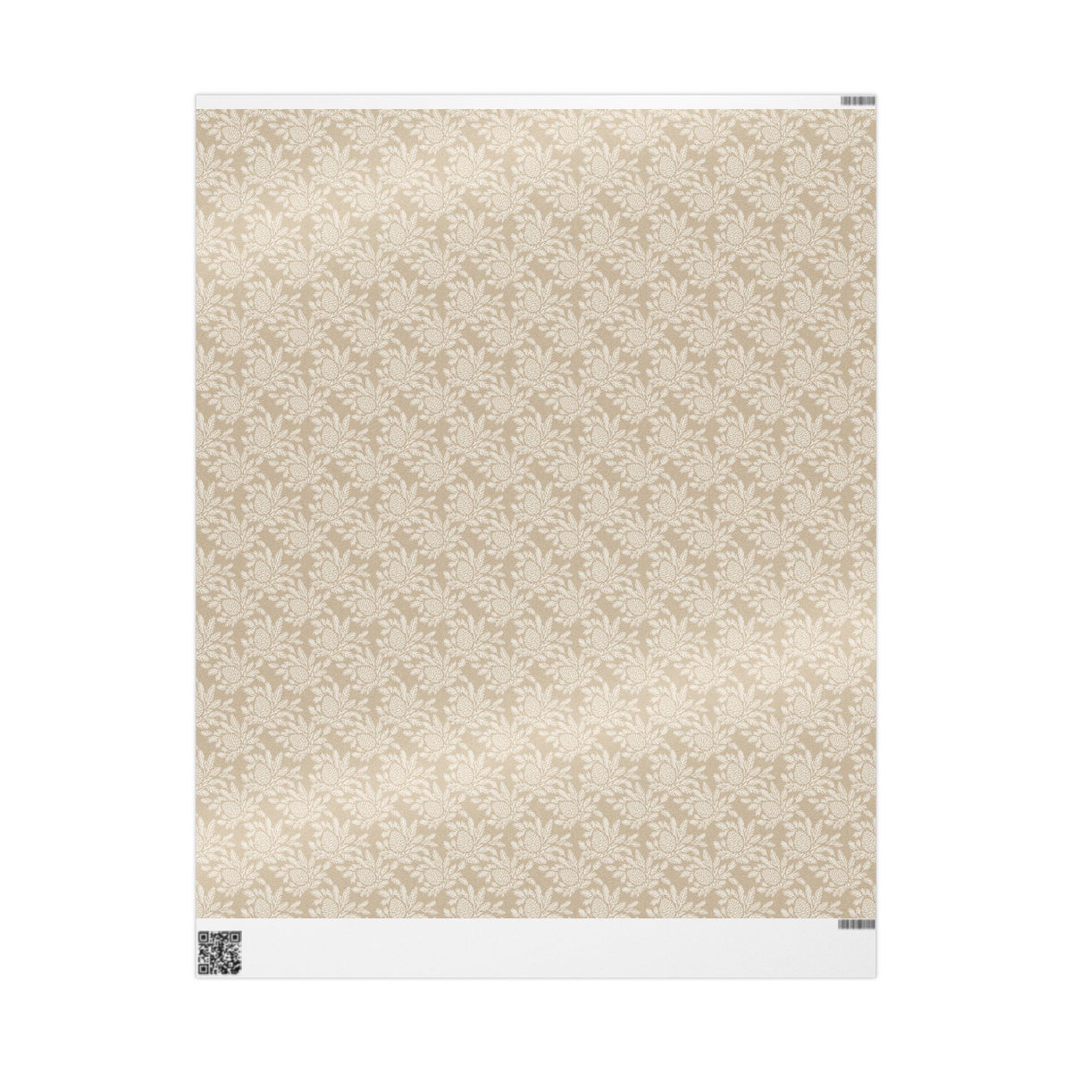 neutral botanical wrapping paper | roll, beige floral pinecone pattern