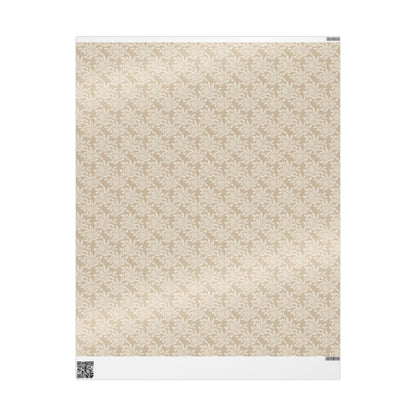 Neutral Botanical Wrapping Paper | Roll, Beige Floral Pinecone Pattern