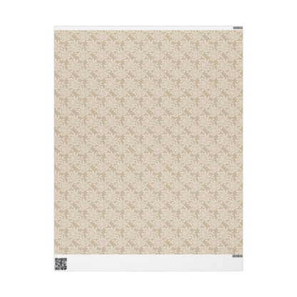 Neutral Botanical Wrapping Paper | Roll, Beige Floral Pinecone Pattern
