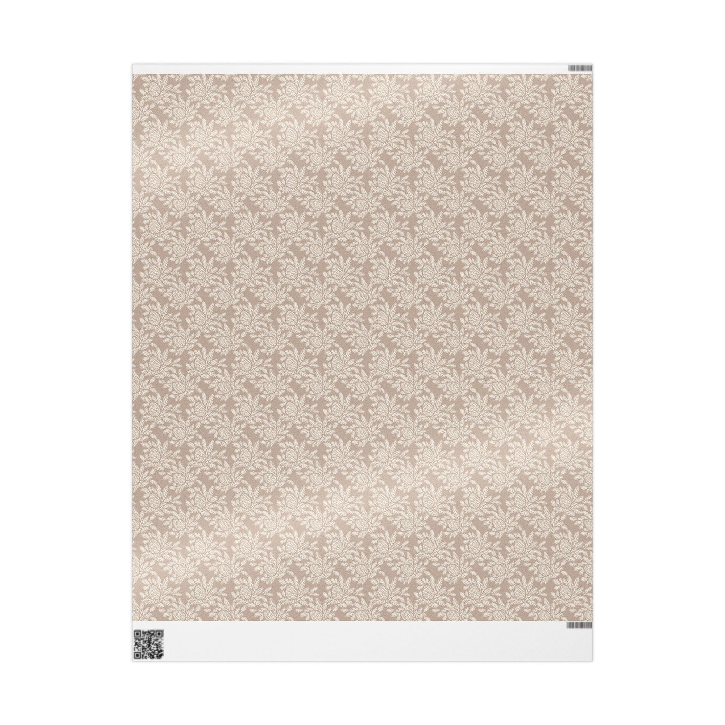 copy of neutral botanical wrapping paper | roll, beige floral pinecone pattern