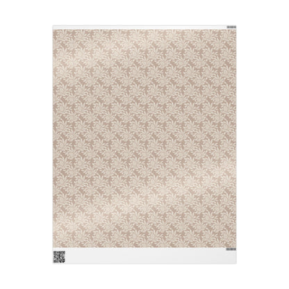 Copy of Neutral Botanical Wrapping Paper | Roll, Beige Floral Pinecone Pattern