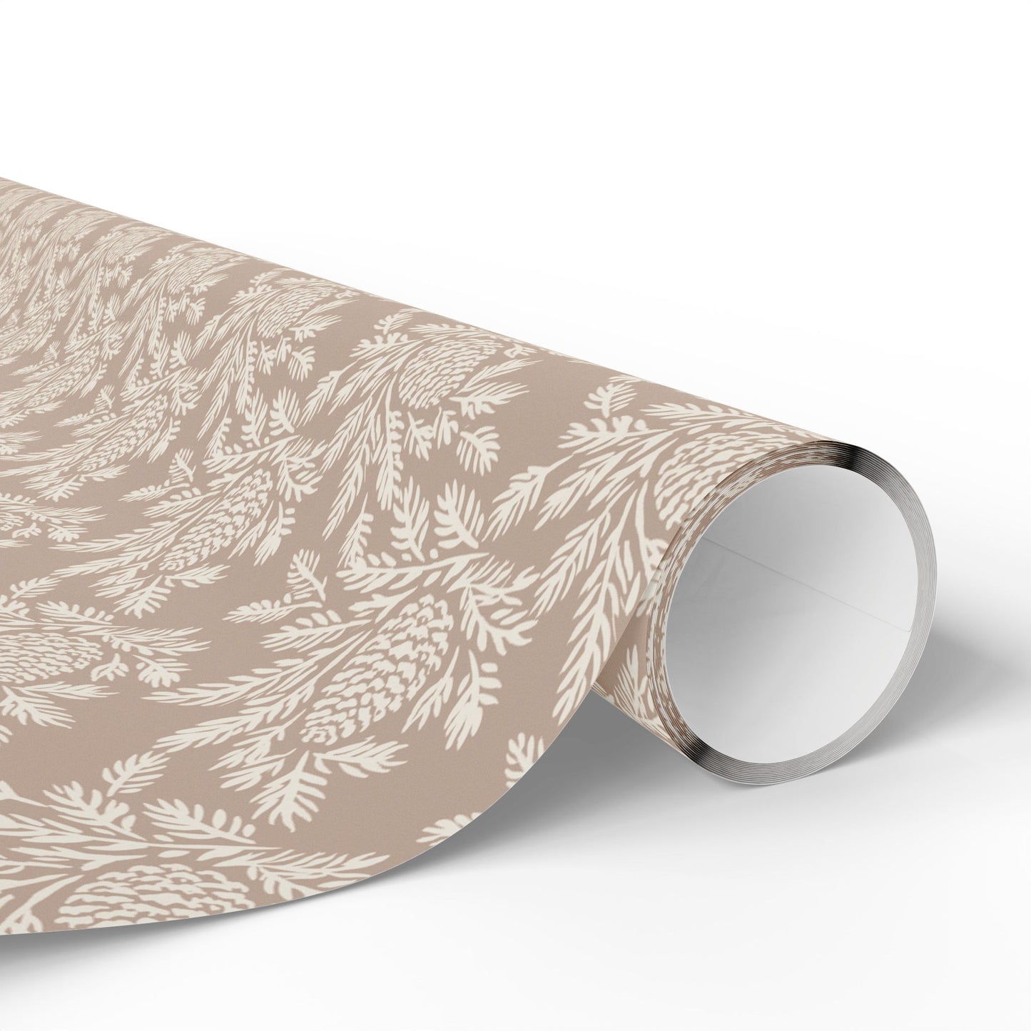 copy of neutral botanical wrapping paper | roll, beige floral pinecone pattern