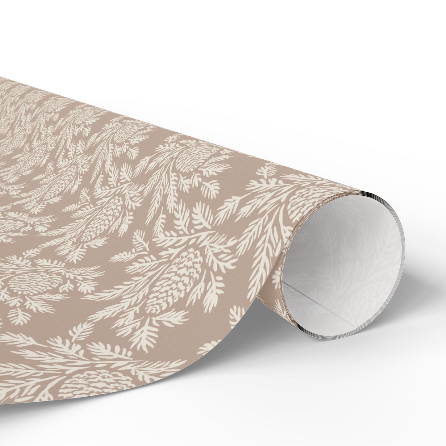 copy of neutral botanical wrapping paper | roll, beige floral pinecone pattern